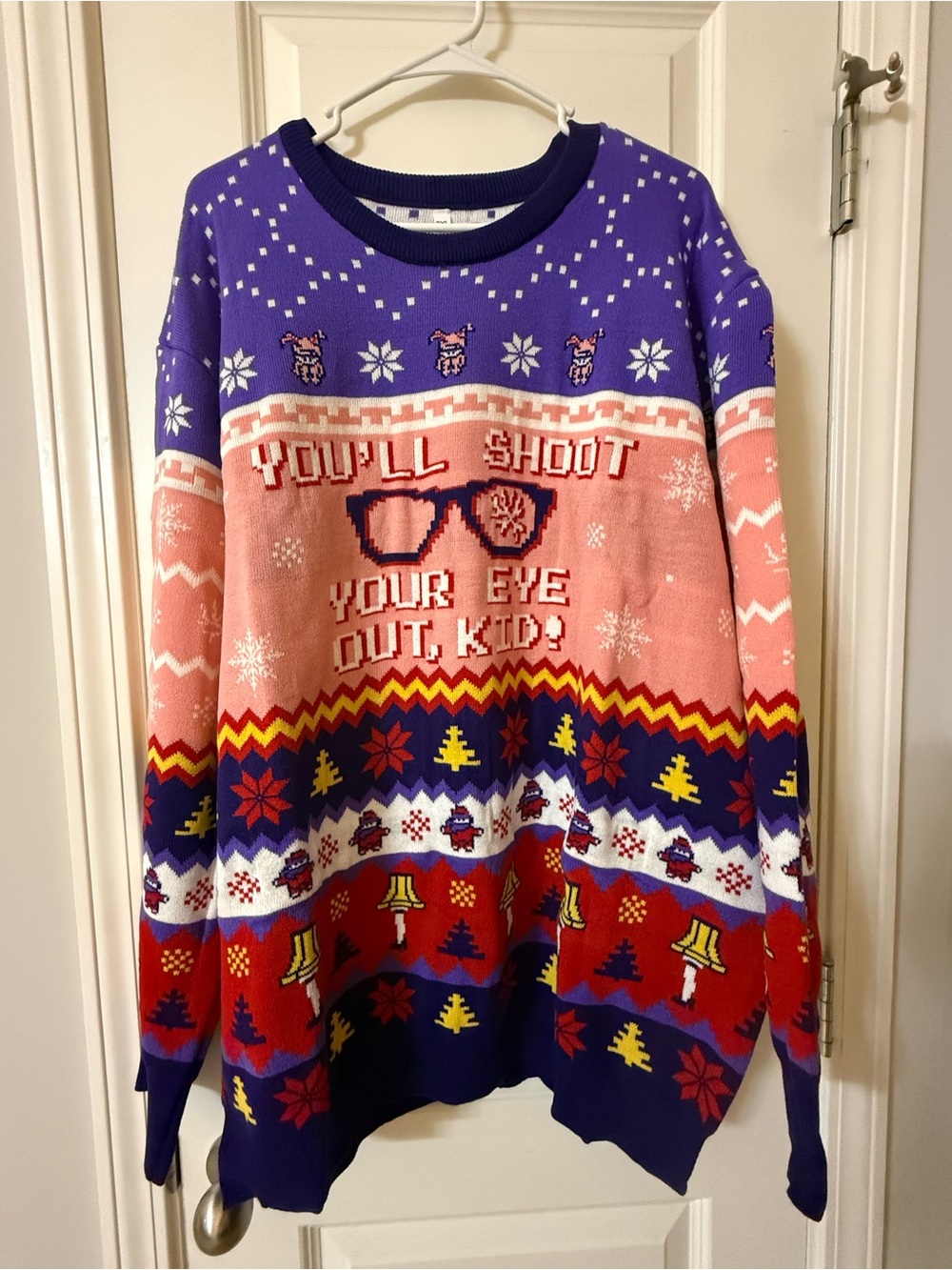 Holiday Novelty Crewneck Sweater Plus Size 3X “You’ll Shoot Your Eye Out”